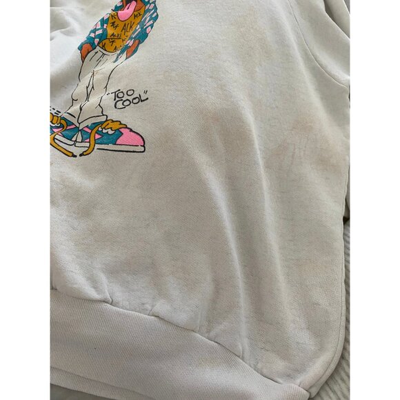 80s vintage COOL CAT graphic thrashed distressed faded cotton pullover sweater - Picture 9 of 10